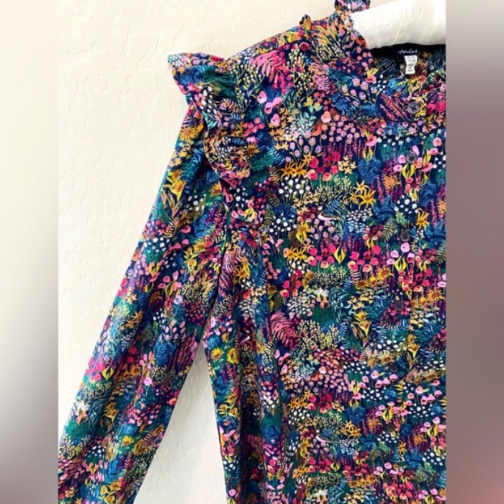 Joules Naomi Button Up To Shirt Blouse in Navy Pink Ditsy Print Size 6 Floral